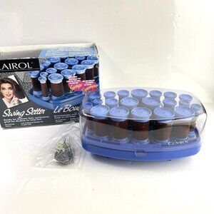 Vintage Flocked Hot Rollers Clairol Swing Setter Curlers In Box W/ Clips Velvet
